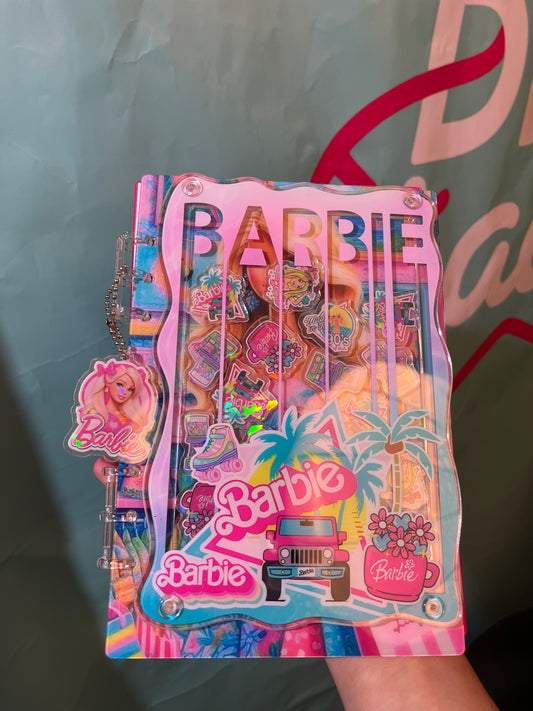 Barbie A5 shaker notebook diy craft notebook