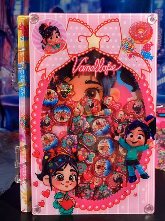 Princess Vanellope  A5、A7 shaker notebook diy craft notebook
