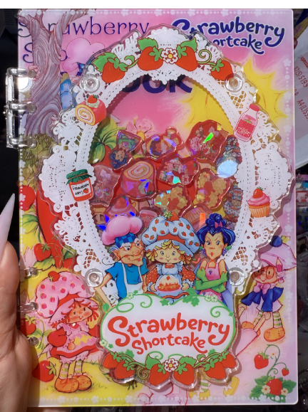 3D Strawberry shortcake A5 shaker notebook diy craft notebook